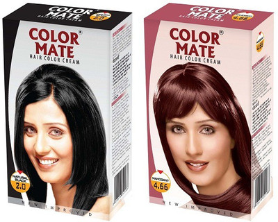 

Color Mate Cream Hair Color(Natural Black + Mahogany)