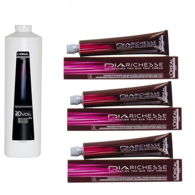 

L'Oreal Paris Diarichesse No- 6 Dark blonde ( Pack of 3 )With 20 Vol 6 % Developer Hair Color(Brown)