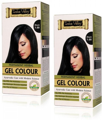 

Indus Valley Permanent Herbal Hair Colour Black 1.0 Kit Set of 2 Hair Color(NA)