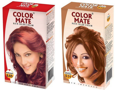 

Color Mate Cream Hair Color(Burgundy + Golden Copper)