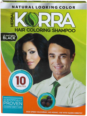 

Korra Coloring Shampoo Black Pack of 10 "30 ML Each" Hair Color(Black)
