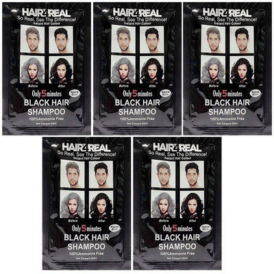 

Hair4Real 5 Minutes Instant Color - (25ml x 5 Sachets) + 5 Gloves Free Hair Color(Black)