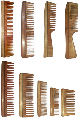 

Ginni Marketing Combo of 9 Neem Wood Combs