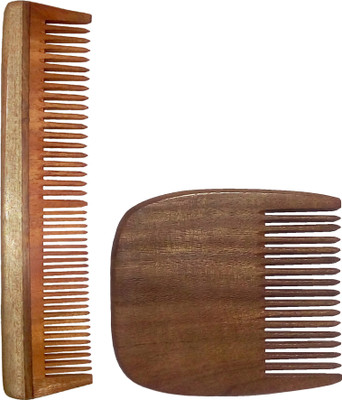 

Ginni Marketing Combo of 2 Neem Wood Combs (regular-7.5" and regular beard-3.75" )