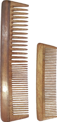

Ginni Marketing Combo of 2 Neem Wood Combs (regular detangler-7.5" and small/baby-5" )