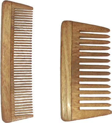 

Ginni Marketing Combo of 2 Neem Wood Combs (baby/small detangler-4" and baby/small-5" )