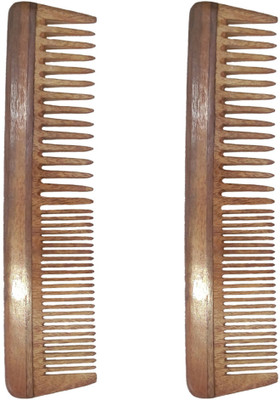 

Ginni Marketing Combo of 2 Neem Wood Combs (regular detangler)