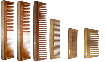 

Ginni Marketing Combo of 6 Neem Wood Combs (regular + 4inches, 5inches and baby detangler)