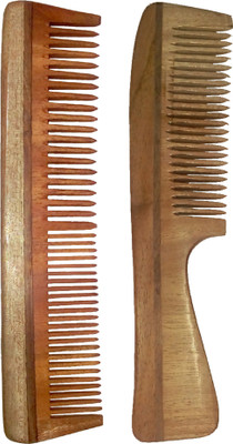 

Ginni Marketing Combo of 2 Neem Wood Combs (regular and regular handle )-7.5" each