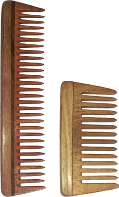 

Ginni Marketing Combo of 2 Neem Wood Combs (detangler:regular size-7.5" and small/baby detangler-4" )