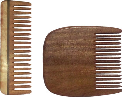 

Ginni Marketing Combo of 2 Neem Wood Combs (Medium detangler-6" and regular beard-3.75" )
