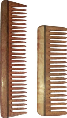 

Ginni Marketing Combo of 2 Neem Wood Combs (detangler:regular size-7.5" and medium detangler-6" )