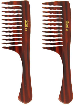 

Roots Brown Wide Teeth Comb for Wavy/ Curly/ Thick - Pack of 2