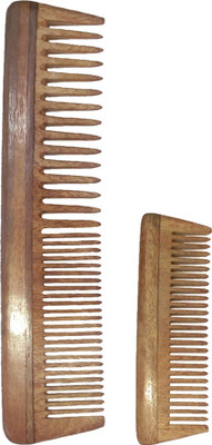 

Ginni Marketing Combo of 2 Neem Wood Combs (regular detangler-7.5" and small/baby-4" )