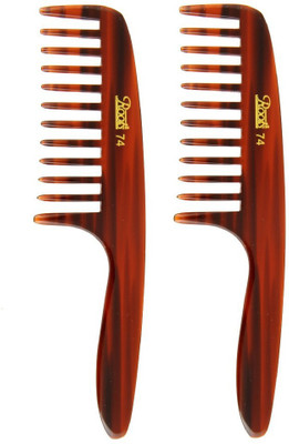 

Roots Brown Wide Teeth Comb for Wavy/ Curly/ Thick Long Hair - Pack of 2