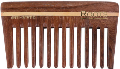 

ROOTS Rosewood Wide Teeth Travel Comb for Wavy/Curly Long Hair with Handle