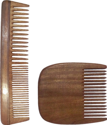 

Ginni Marketing Combo of 2 Neem Wood Combs (regular detangler-7.5" and regular beard-3.75" )