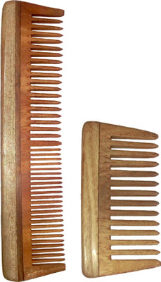 

Ginni Marketing Combo of 2 Neem Wood Combs (regular -7.5" and baby/small detangler-4" )