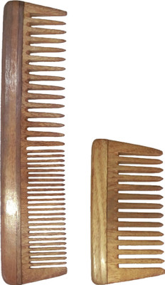 

Ginni Marketing Combo of 2 Neem Wood Combs (regular detangler-7.5" and small/baby detangler-4" )