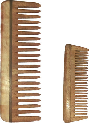

Ginni Marketing Combo of 2 Neem Wood Combs (Medium detangler-6" and small/baby-4" )