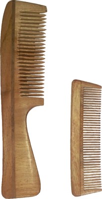 

Ginni Marketing Combo of 2 Neem Wood Combs (regular handle-7.5" and small/baby-5" )