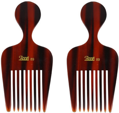 Roots Brown Wide Teeth Comb for Wavy/ Curly Medium Length Hair - Pack of 2