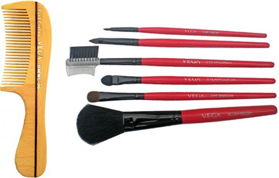 

Vega Boutique Wooden Comb & Set of 6 Make-up Brushes