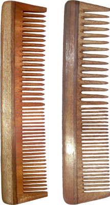 

Ginni Marketing Combo of 2 Neem Wood Combs (regular and regular detangler )-7.5" each