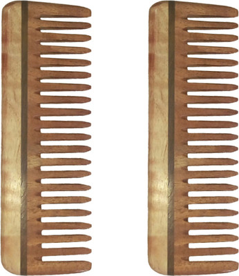 

Ginni Marketing Combo of 2 Neem Wood Combs (Medium detangler-6")