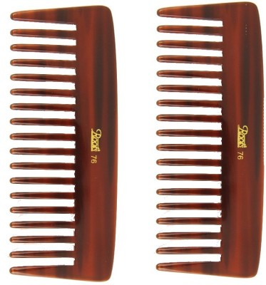 ROOTS Brown Wide Teeth Comb for Wavy/ Curly Medium Length Hair - Pack of 2