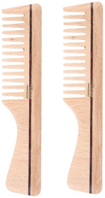 Flipkart - Roots Wooden Wide Teeth Comb with Handle for Wavy/ Curly Hair – Pack of 2