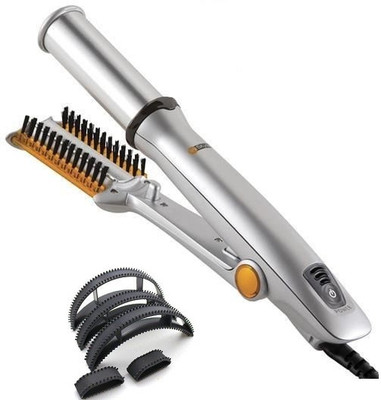 

Hairinstyler Rotating Straightner Cum Curling Iron In Styler Free Plastic Bumpits Hair Curler(Grey)