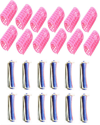 

Out Of Box Plastic Perming Rollers 24 Pieces Hair Curler(Blue, Pink)