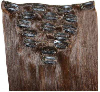 

Krome 4 Dark Brown Full Head Remy Bleached Stitched Human Extensions 22 Inches Hair Extension