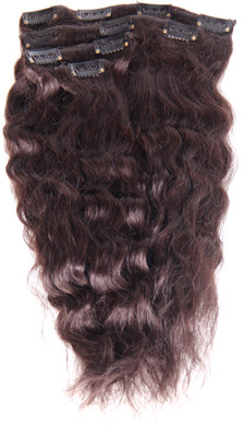 

Krome Natural Black Curly Full Head Remy Thinned Stitched Human Extensions 16 Inches Hair Extension