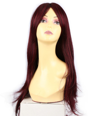 

Wig-O-Mania Sandra High Heat Mono at Parting Long Warm Brown with Burgandy Hair Extension
