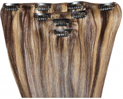 

Krome P4/10 Half Head 8 Clips Remy Bleached Stitched Human Extensions 12 Inches Hair Extension
