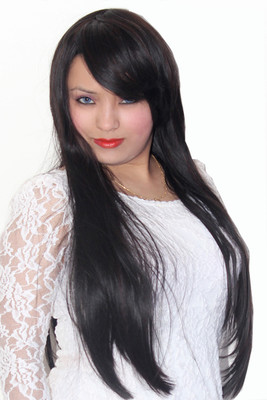 

Ritzkart Original Korean Fiber Synthetic Wig Black/ Maroon Mix Heavy Long Hair Extension