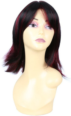 

Wig-O-Mania Asha Syn Fibre Medium Stylish Natural Black With Burgandy Hair Extension