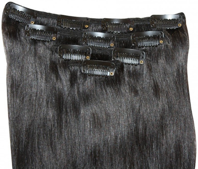 

Krome Natural Black Half Head 10 Clips Remy Thinned Stitched Human Extensions 16 Inches Hair Extension