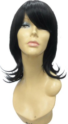 

Wig-O-Mania Donna High Heat Synthetic Mono Parting Medium With Side Fringe Black Hair Extension