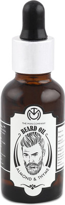 THE MAN COMPANY Beard Oil for Growing Beard Faster with Almond & Thyme, 100% Natural, Best Beard Growth Oil for Men, Nourishes & Strengthens Uneven Patchy Beard - 30ML Hair Oil(30 ml)