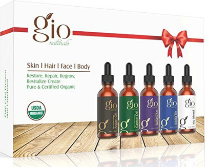 

Gio Naturals Naturals Organic Carrier Oil Gift Set, Castor, Jojoba, Tamanu, and Argan Oil, For Hair, Face, Skin, Body and Nails, Blend Bottle Included Hair Oil(30 ml)