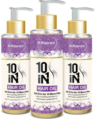 

St.Botanica 10 In 1 Hair Oil(Jojoba, Almond, Castor, Olive, Rosemary, Grapeseed & more) (Pack of 3) Hair Oil(100 ml)
