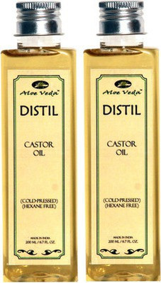 

Aloe Veda Distil Cold-Pressed Hexane Free Castor Oil Combo Set Of 2 Hair Oil(400 ml)