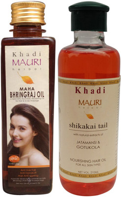 

Khadi Mauri Maha Bhringraj 250 ml & Shikakai 210 m.l. Combo Pack Herbal Ayurvedic Hair Oil(460 ml)