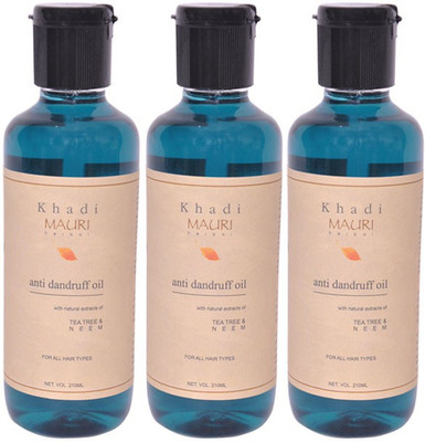 

Khadi Mauri Anti Dandruff Hair Oil Pack of 3 Herbal Ayurvedic Natural 210 ml each Hair Oil(630 ml)