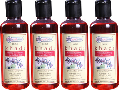 Khadi Rishikesh Herbal Henna Rosemary Amla Pack of 4 Each - Hair Oil(210 ml)