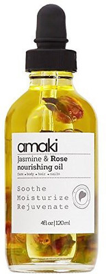

AMAKI SKINCARE Oil for Face Body Hair Nails- Blend of Evening Primrose, Argan, Jojoba, Sweet Almond, Rosehip with Bergamot, Rose Geranium and Jasmine Essential Oil Hair Oil(120 ml)