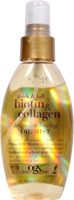 

Organix Thick and Full Biotin - Collagen Weightless Healing Oil Mist Hair Oil(118 ml)